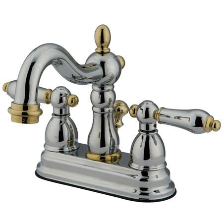 Kingston Brass Heritage 4-inch centerset Lavatory Faucet, Chrome/Polished Brass Bathroom Faucet Kingston Brass 