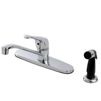 Thumbnail for Kingston Brass 8-inch Centerset Kitchen Faucet with Side Sprayer, Polished Chrome Kitchen Faucet Kingston Brass 