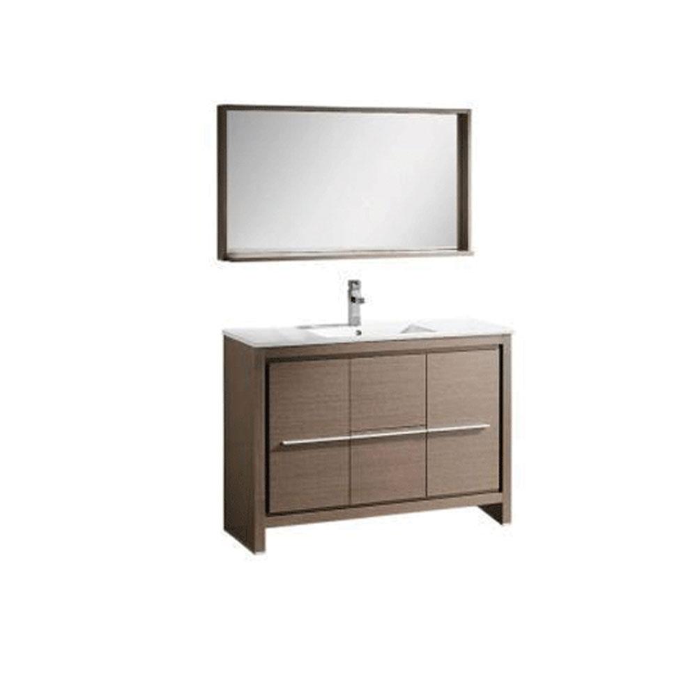 Fresca Allier 48" Gray Oak Modern Bathroom Vanity w/ Mirror Vanity Fresca 