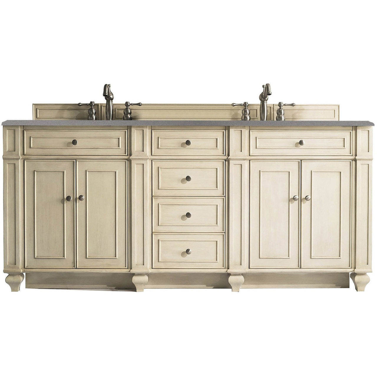 James Martin Bristol 72" Double Vanity Vanity James Martin Vintage Vanilla w/ 3 CM Grey Expo Quartz Top 