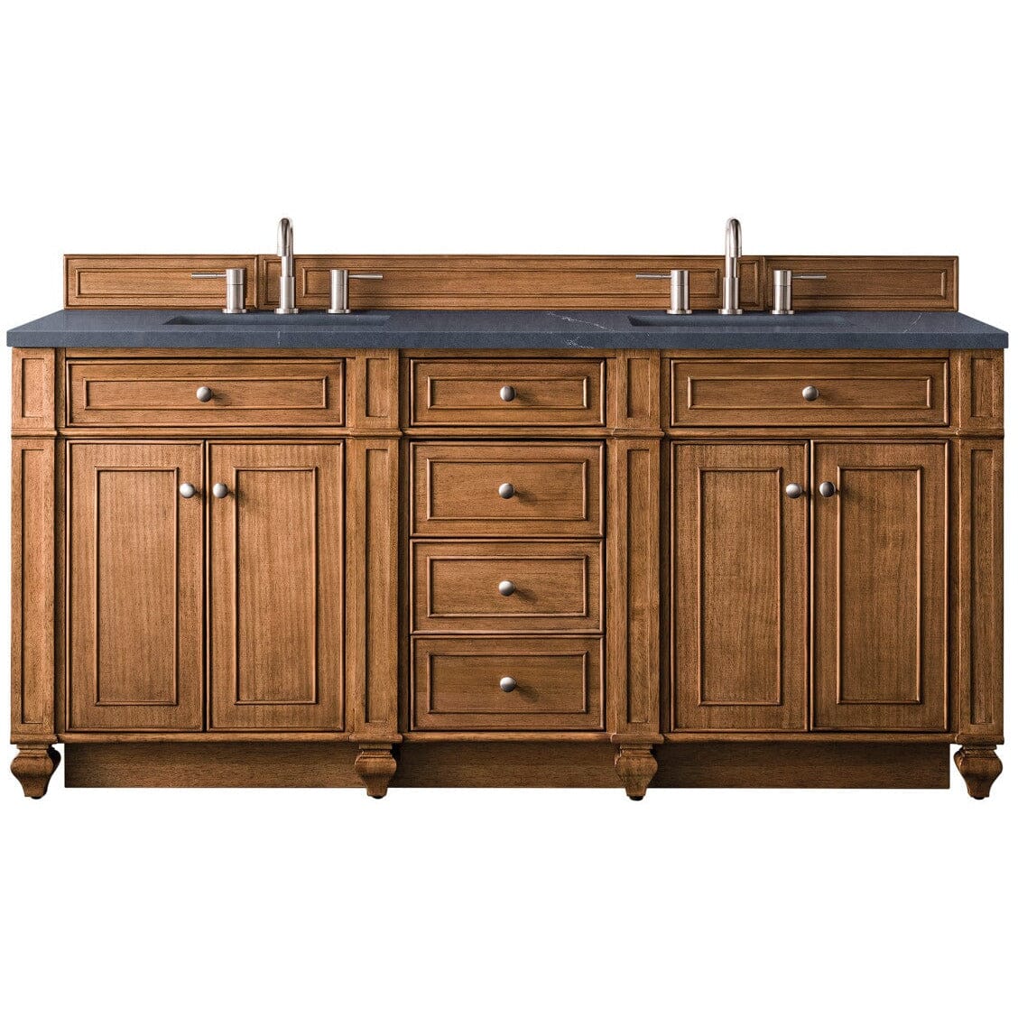 James Martin Bristol 72" Double Vanity Vanity James Martin Saddle Brown w/ 3 CM Charcoal Soapstone Quartz Top 