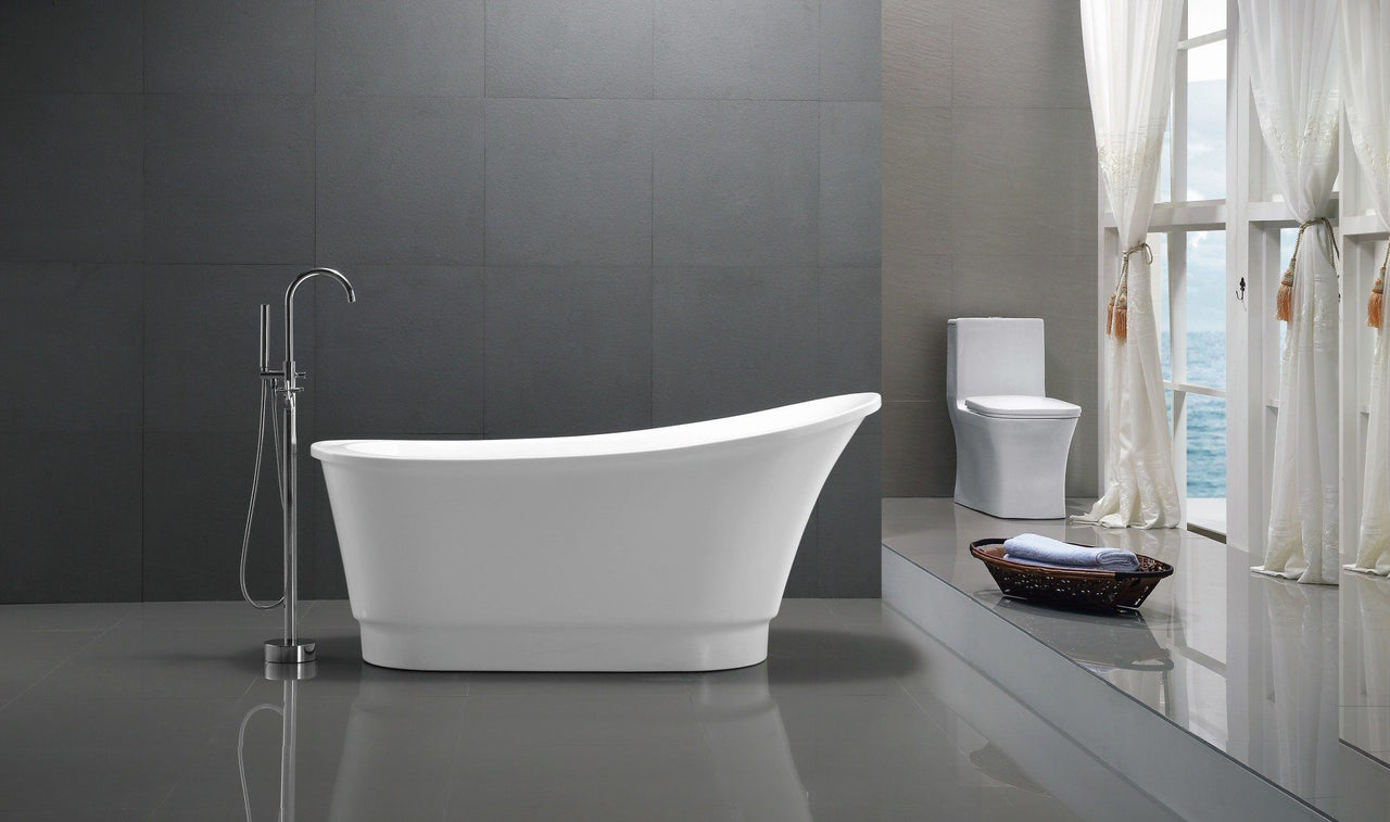 ANZZI Prima Series 5.58 ft. Freestanding Bathtub in White FreeStanding Bathtub ANZZI 