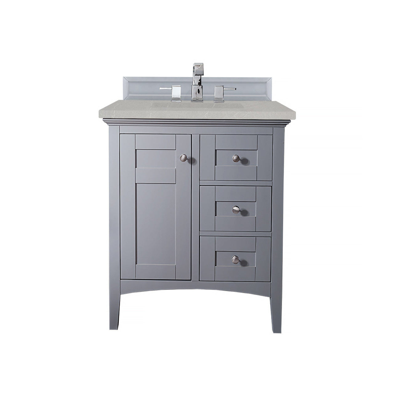 James Martin Palisades 30" Single Vanity Vanity James Martin Silver Gray w/ 3 CM Eternal Serena Quartz Top 
