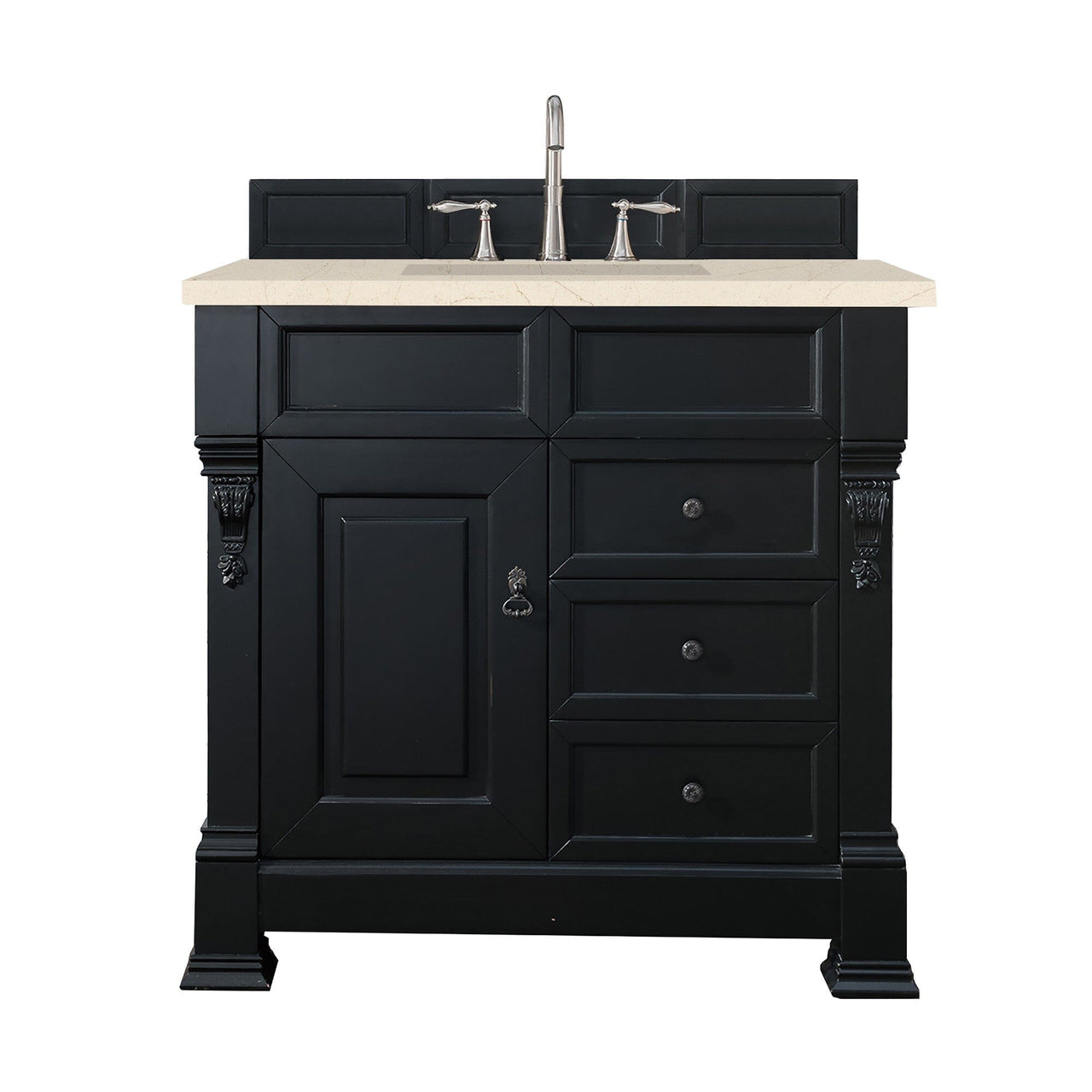 James Martin Brookfield 36" Single Vanity Vanities James Martin Antique Black w/ 3 CM Eternal Marfil Quartz Top 