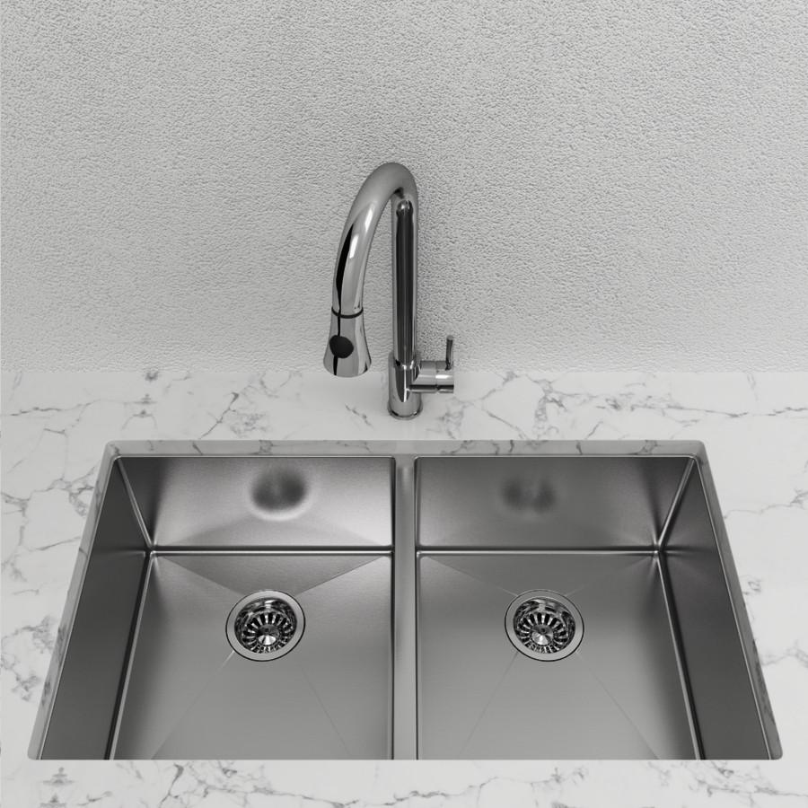 Cantrio Double Bowl 32" Stainless Steel Undermount Kitchen Sink Kitchen Steel Series Cantrio 