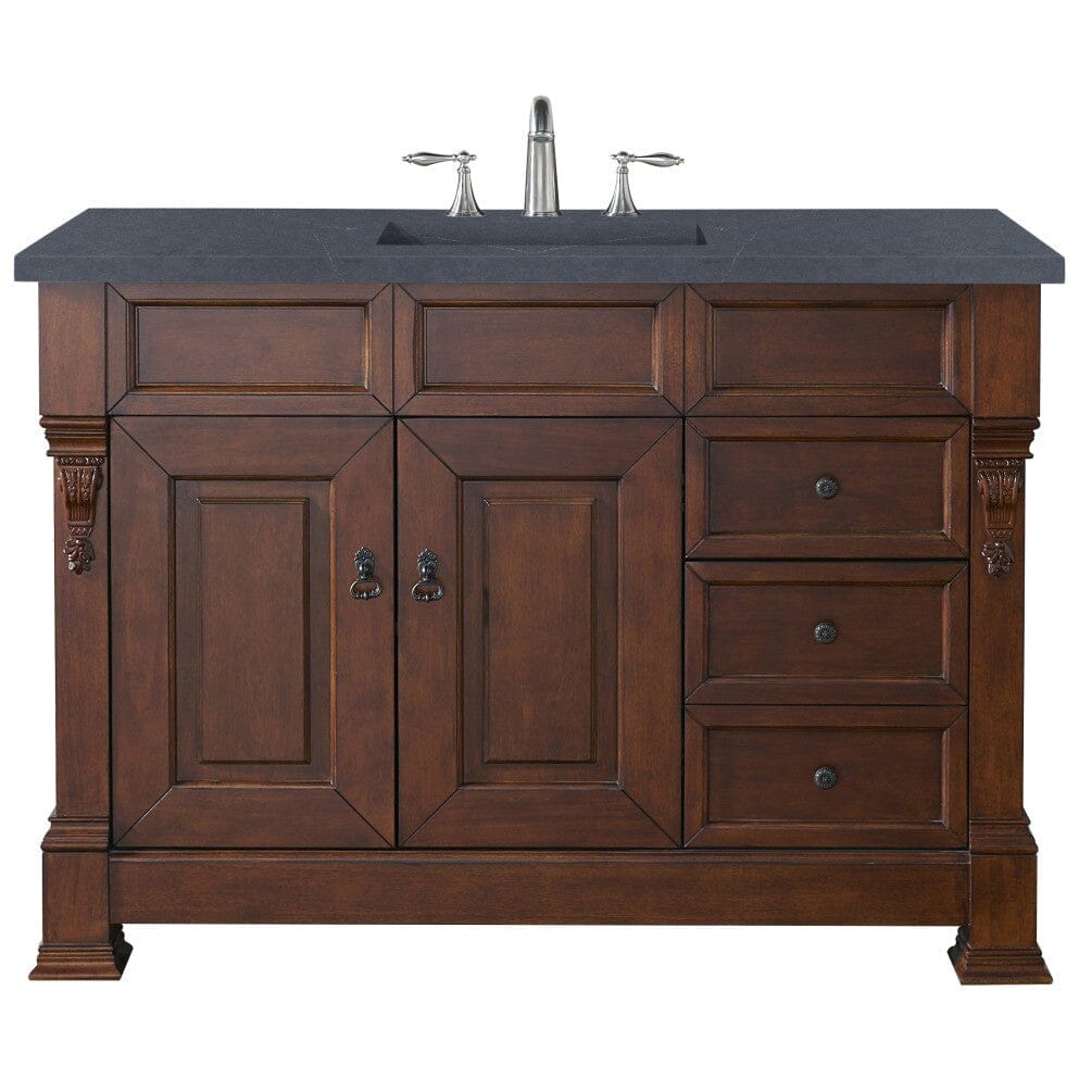 James Martin Brookfield 48" Single Vanity Vanities James Martin Warm Cherry w/ 3 CM Charcoal Soapstone Quartz Top 