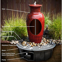 Thumbnail for Closed Top FNT40451 Ceramic Vase Complete Fountain Kit Vase Fountain Blue Thumb 