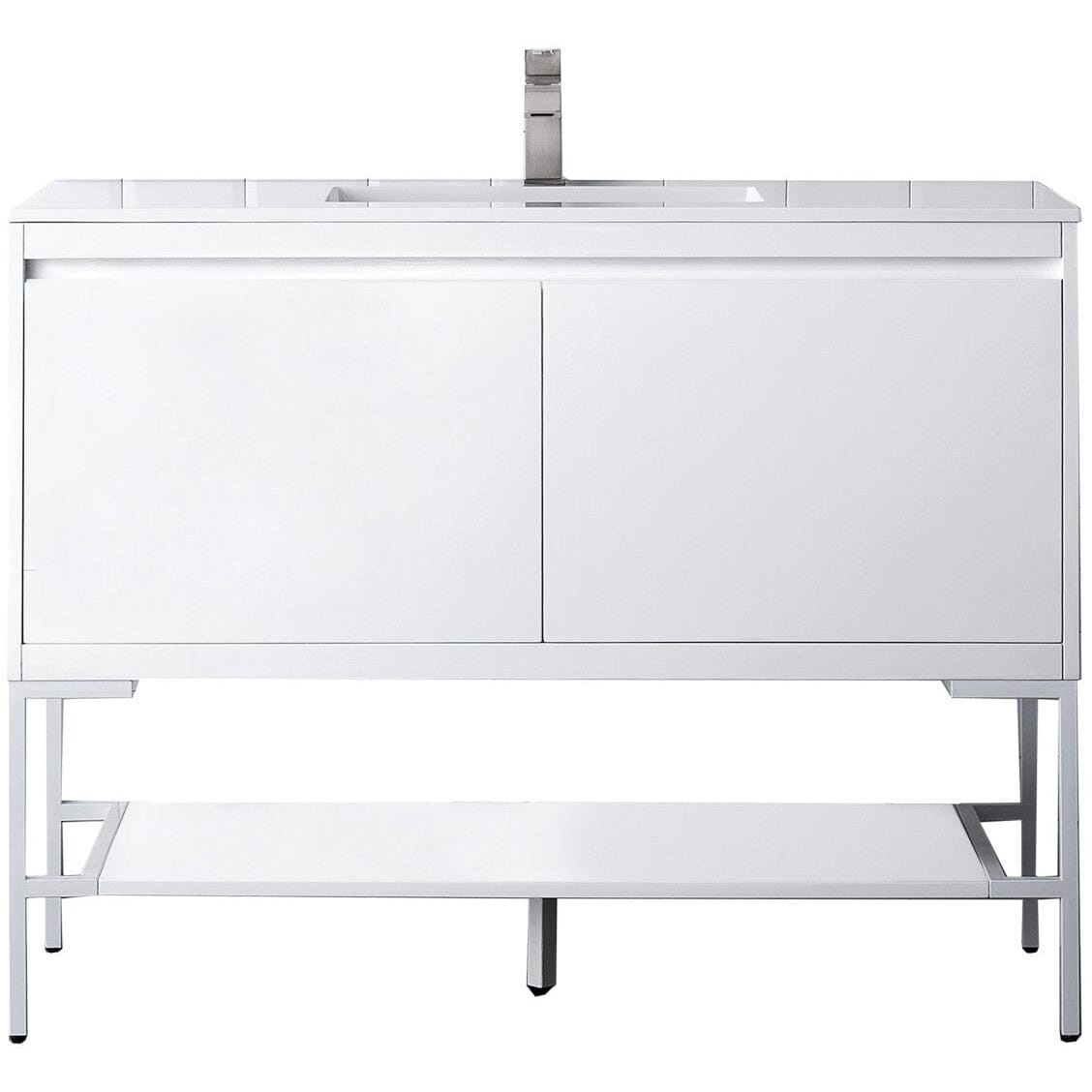 James Martin Milan 47.3" Single Vanity Vanity James Martin Glossy White - Glossy White w/Glossy White Composite Top 