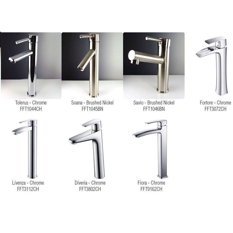 Vitale Modern Glass Bathroom Vanity w/ Mirror & Free Faucet Vanity Fresca 