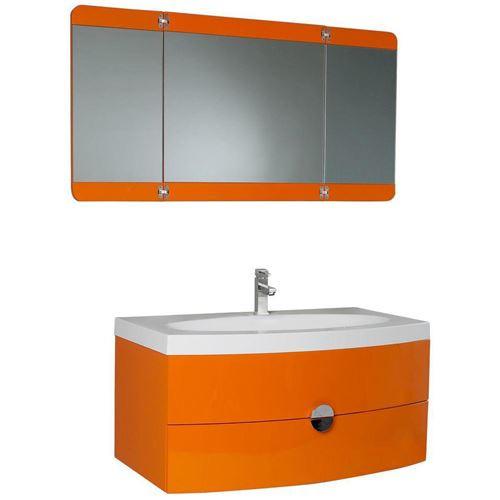 Fresca Energia Orange Modern Bathroom Vanity w/ Three Panel Folding Mirror Vanity Fresca 