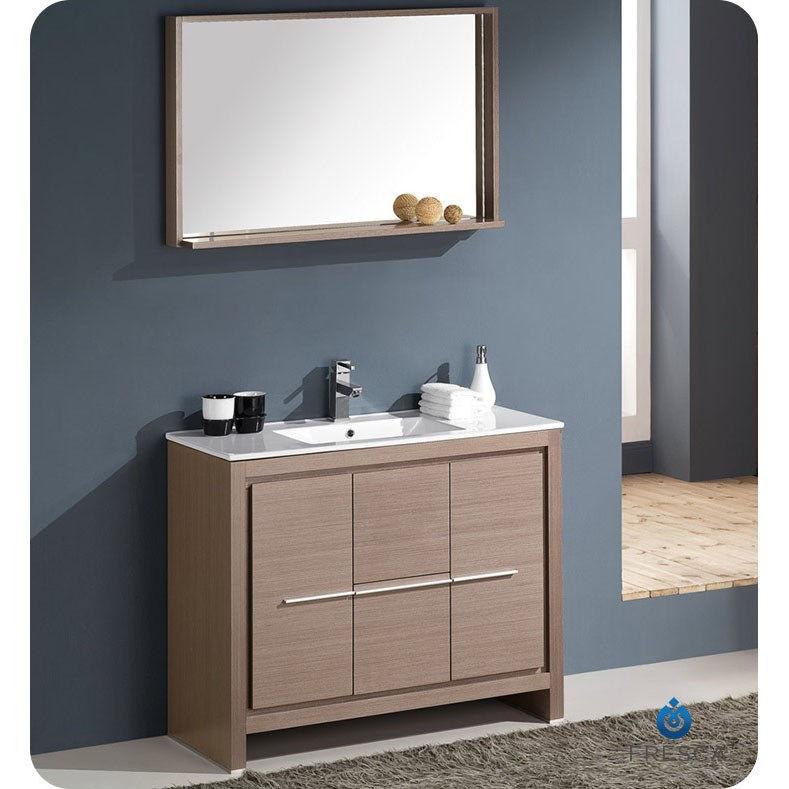 Fresca Allier 40" Gray Oak Modern Bathroom Vanity w/ Mirror Vanity Fresca 