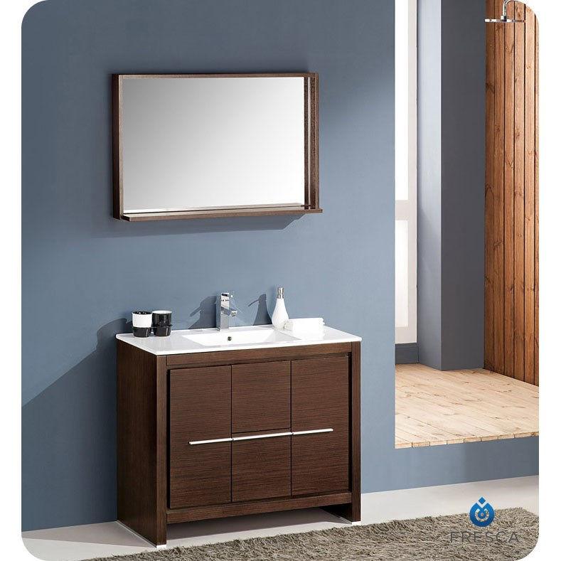 Fresca Allier 40" Wenge Brown Modern Bathroom Vanity w/ Mirror Vanity Fresca 