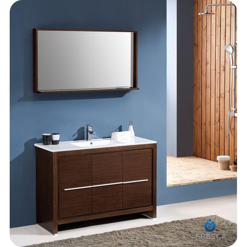 Fresca Allier 48" Wenge Brown Modern Bathroom Vanity w/ Mirror Vanity Fresca 