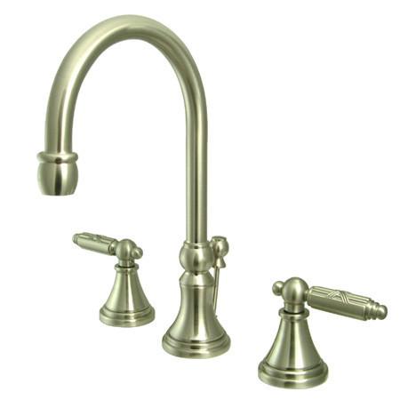Kingston Brass Governor Two Handle 8" to 16" Widespread Faucet with Brass Pop-up Bathroom Faucet Kingston Brass 