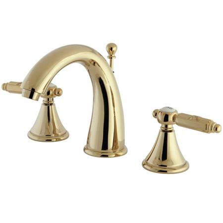 Kingston Brass Georgian Two Handle 8" to 16" Widespread Faucet with Brass Pop-up Bathroom Faucet Kingston Brass 