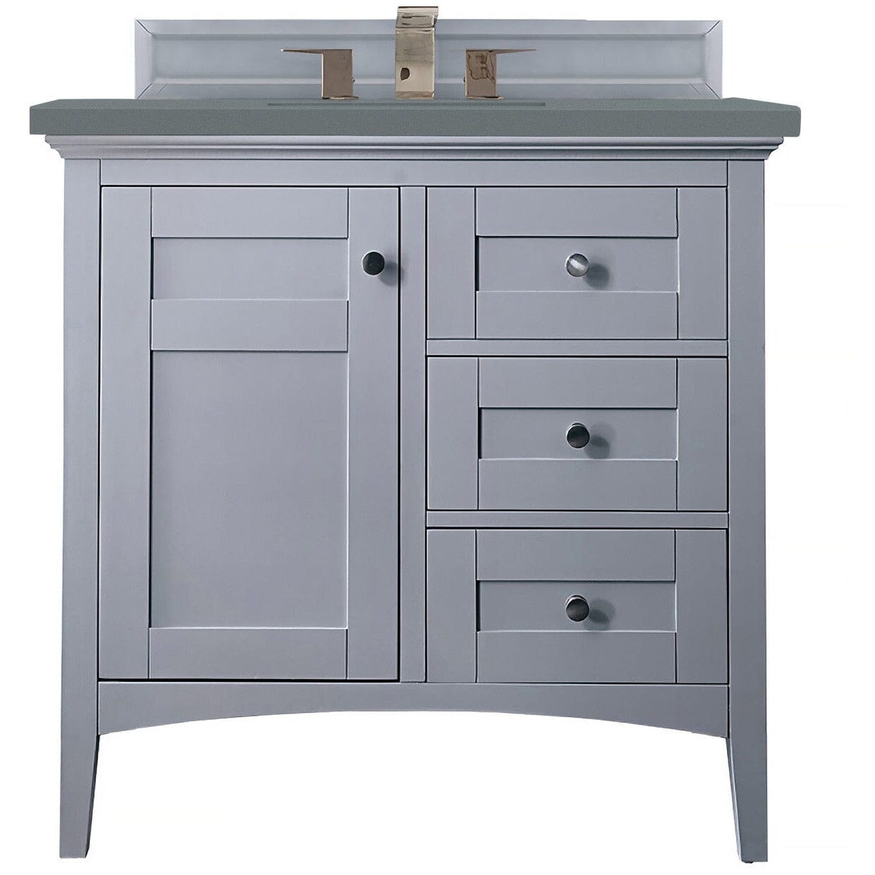 James Martin Palisades 36" Single Vanity Vanity James Martin Silver Gray w/ 3 CM Cala Blue Quartz Top 