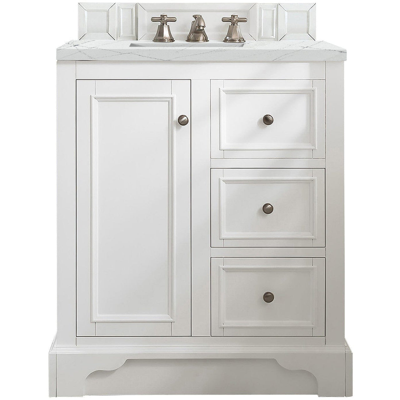 James Martin De Soto 30" Single Vanity Vanity James Martin Bright White w/ 3 CM Ethereal Noctis Quartz Top 