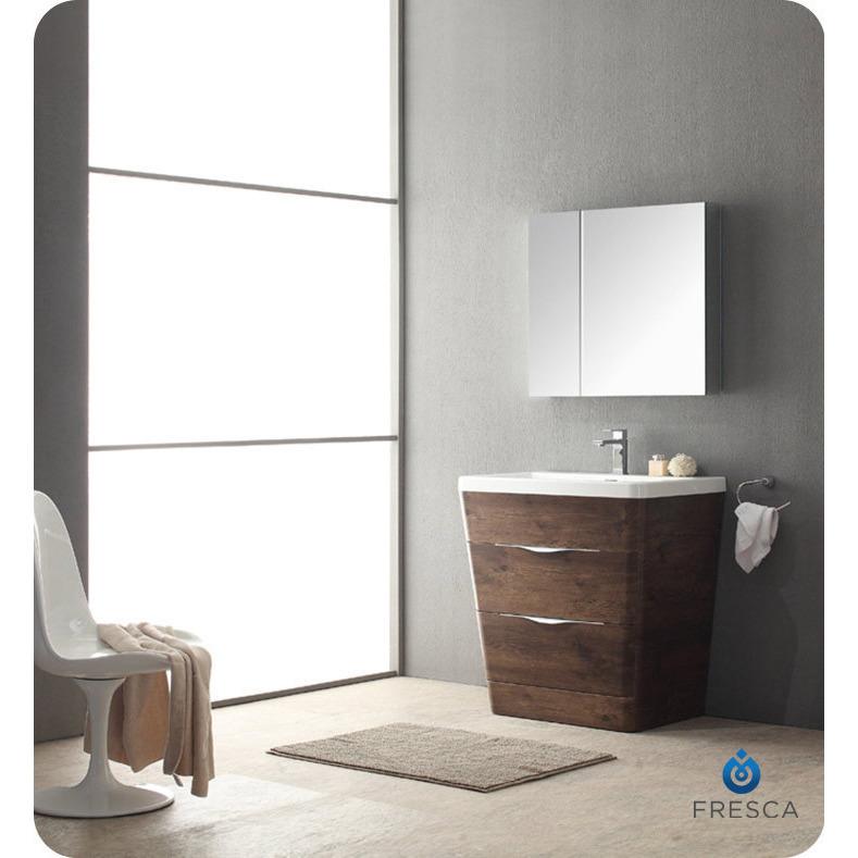 Milano 32" Rosewood Modern Bathroom Vanity w/ Medicine Cabinet FREE FAUCET Vanity Fresca 