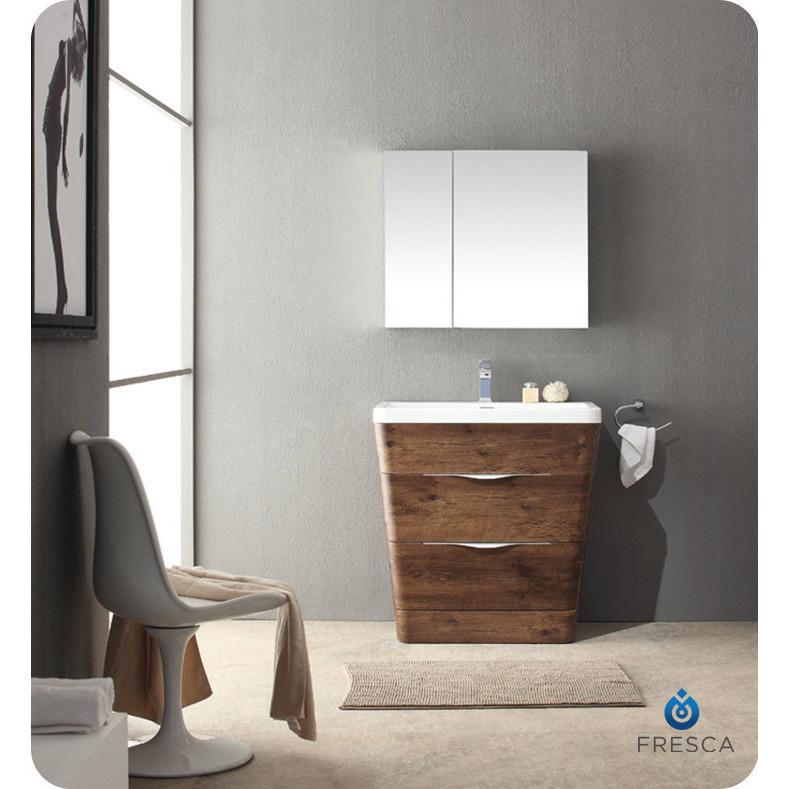 Milano 32" Rosewood Modern Bathroom Vanity w/ Medicine Cabinet FREE FAUCET Vanity Fresca 