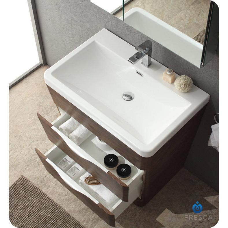 Milano 32" Rosewood Modern Bathroom Vanity w/ Medicine Cabinet FREE FAUCET Vanity Fresca 