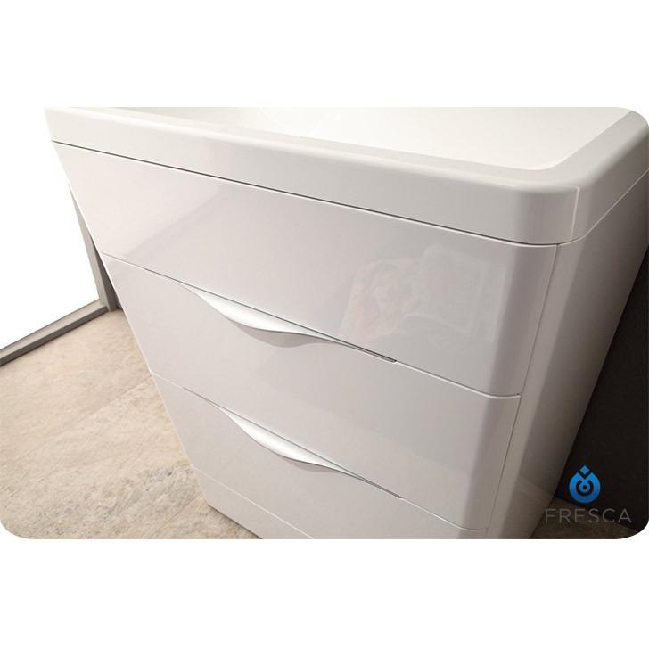 Fresca Milano 26" Glossy White Modern Vanity w/ Medicine Cabinet Free Faucet Vanity Fresca 