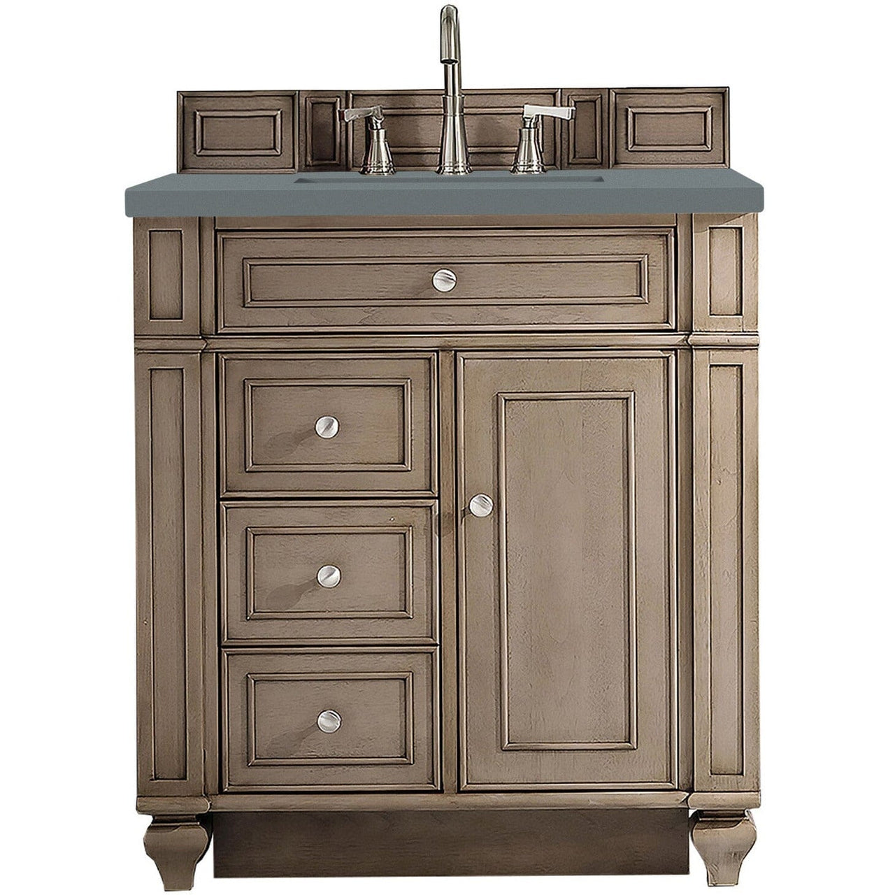 James Martin Bristol 30" Single Vanity Vanity James Martin Whitewashed Walnut w/ 3 CM Cala Blue Quartz Top 