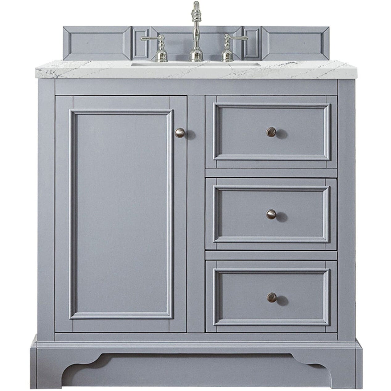 James Martin De Soto 36" Single Vanity Vanity James Martin Silver Gray w/ 3 CM Ethereal Noctis Quartz Top 