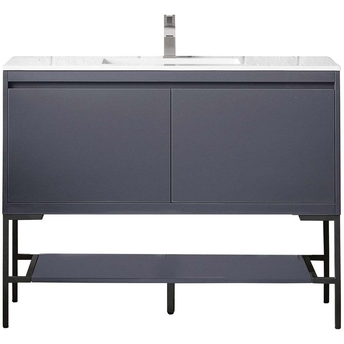 James Martin Milan 47.3" Single Vanity Vanity James Martin Modern Grey Glossy - Matte Black w/Glossy White Composite Top 