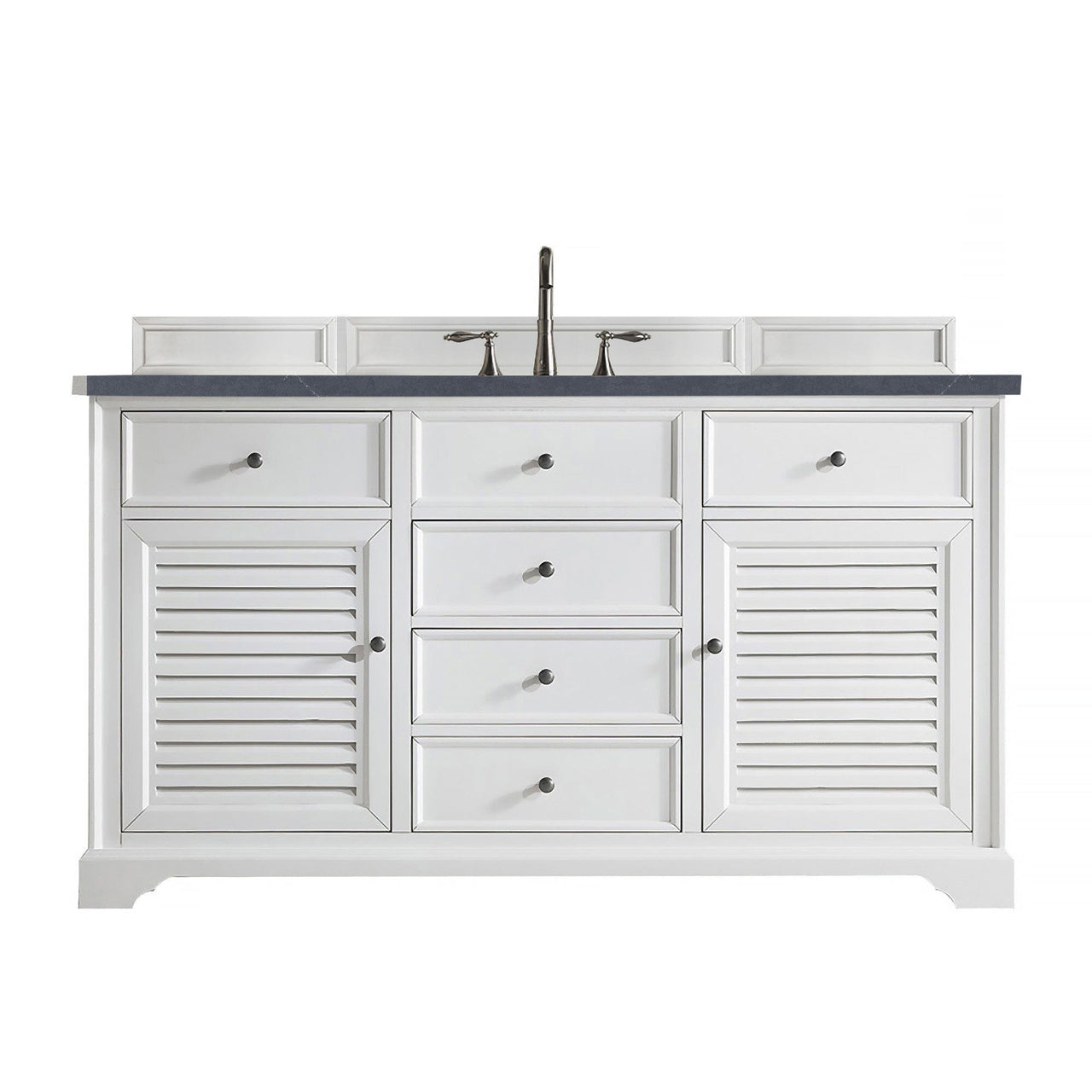 James Martin Savannah 60" Single Vanity Vanity James Martin Bright White w/ 3 CM Charcoal Soapstone Quartz Top 