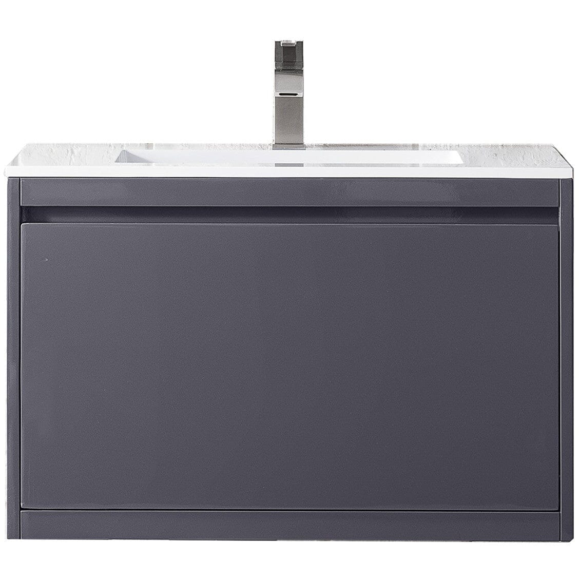 James Martin Milan 31.5" Single Vanity Vanity James Martin Modern Grey w/Glossy White Composite Top 