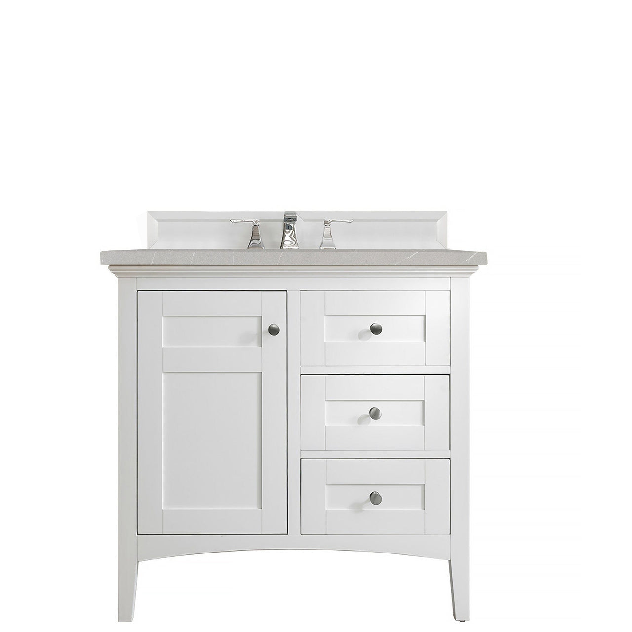 James Martin Palisades 36" Single Vanity Vanity James Martin Bright White w/ 3 CM Eternal Serena Quartz Top 