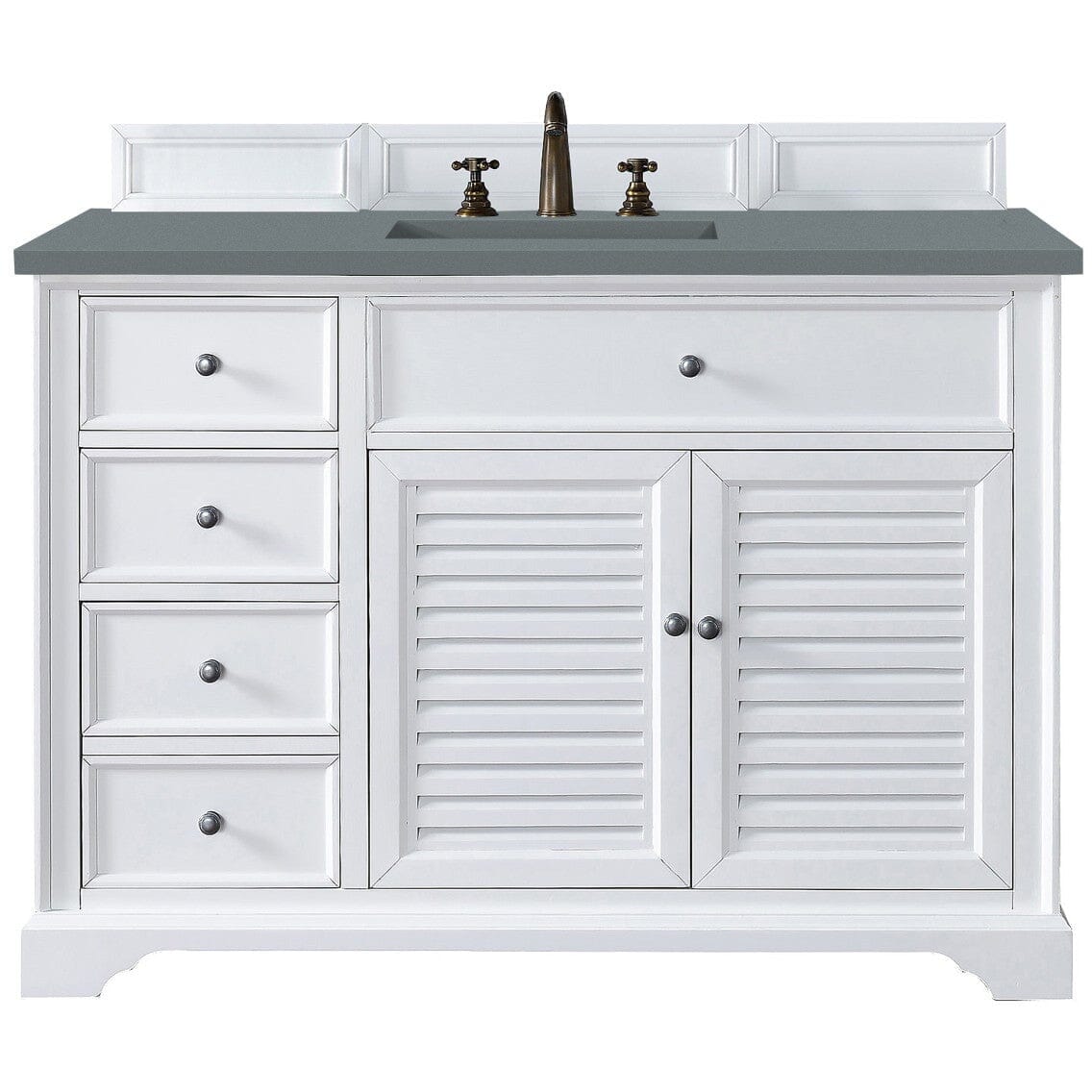 James Martin Savannah 48" Single Vanity Vanity James Martin Bright White w/ 3 CM Cala Blue Quartz Top 