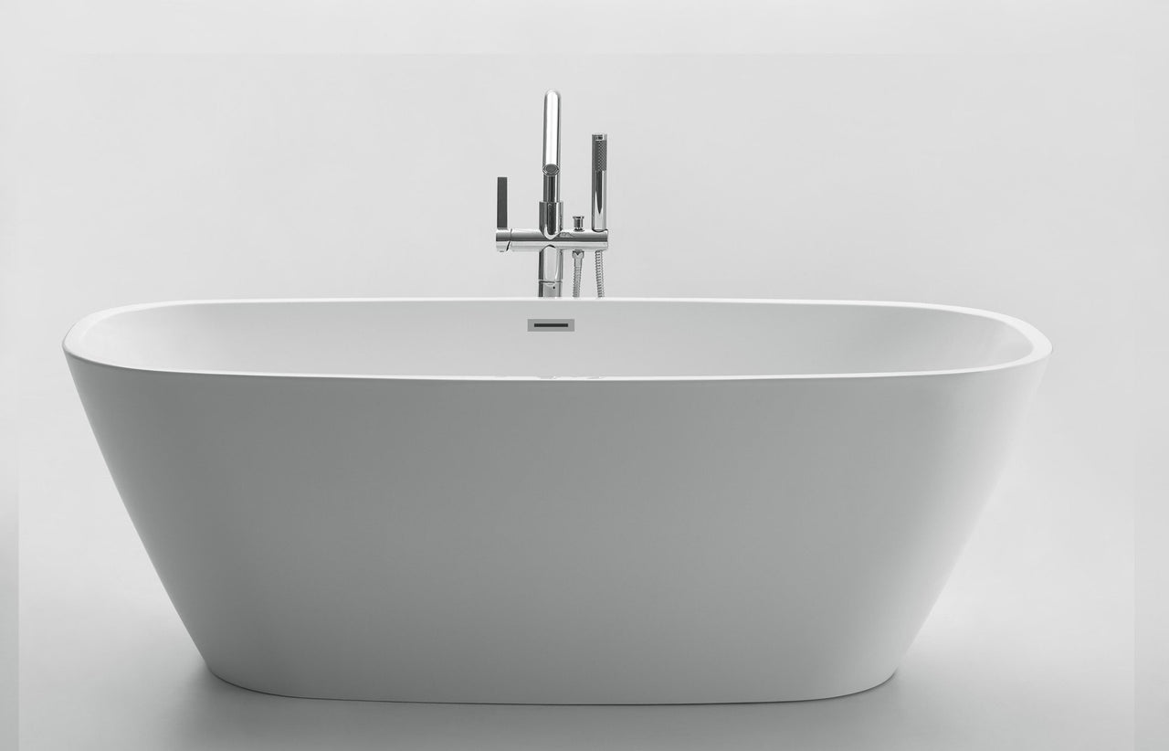 ANZZI Bridge Series 5.58 ft. Freestanding Bathtub in White FreeStanding Bathtub ANZZI 