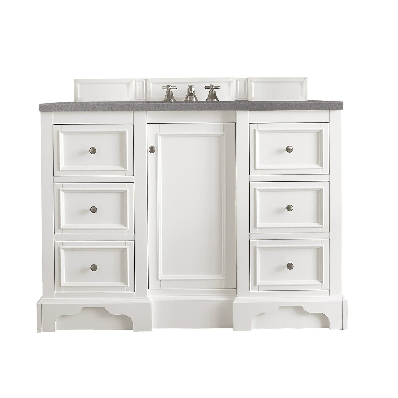 James Martin De Soto 48" Single Vanity Vanity James Martin Bright White w/ 3 CM Grey Expo Quartz Top 