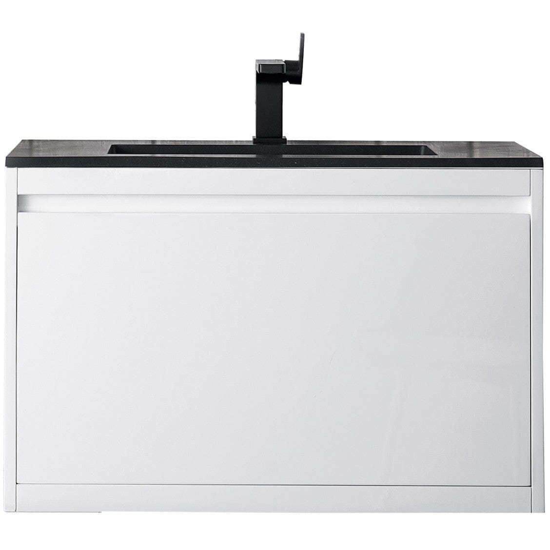 James Martin Milan 31.5" Single Vanity Vanity James Martin Glossy White w/Charcoal Black Composite Top 