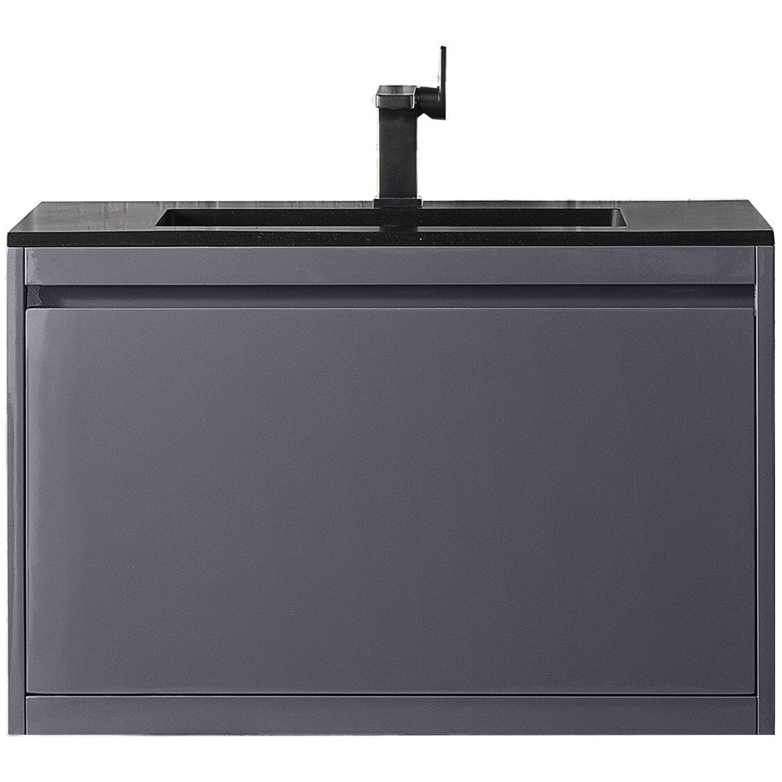 James Martin Milan 31.5" Single Vanity Vanity James Martin Modern Grey w/Charcoal Black Composite Top 