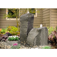 Thumbnail for GFRC Bubbling Boulders LA6100K Cascade Double Fountain with Accent Planter Fountain Blue Thumb 