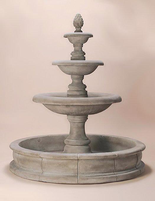 Newcastle Three Tier Pond Outdoor Cast Stone Fountain Fountain Tuscan 