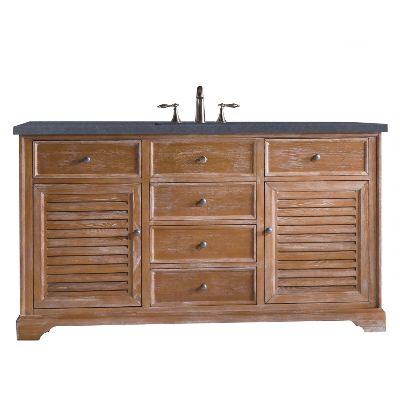 James Martin Savannah 60" Single Vanity Vanity James Martin Driftwood w/ 3 CM Charcoal Soapstone Quartz Top 