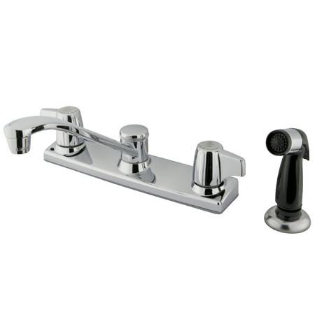 Kingston Brass Americana Centerset with Canopy Handle and Sprayer, Chrome Kitchen Faucet Kingston Brass 