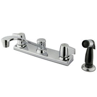 Thumbnail for Kingston Brass Americana Centerset with Canopy Handle and Sprayer, Chrome Kitchen Faucet Kingston Brass 