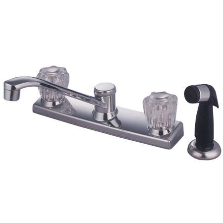 Kingston Brass Americana Centerset with Acrylic Handle and Side Sprayer, Chrome Kitchen Faucet Kingston Brass 