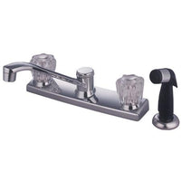 Thumbnail for Kingston Brass Americana Centerset with Acrylic Handle and Side Sprayer, Chrome Kitchen Faucet Kingston Brass 