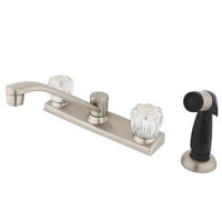 Thumbnail for Kingston Brass Americana Centerset with Acrylic and Side Sprayer, Satin Nickel Kitchen Faucet Kingston Brass 