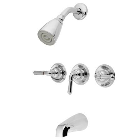 Kingston Brass Magellan 3-Handle Tub and Shower Faucet, Chrome Tub Shower Sets Kingston Brass 