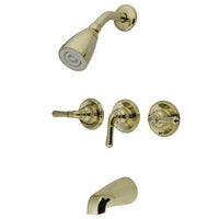 Thumbnail for Kingston Brass GKB232 Water Saving Magellan 3-Handle Tub and Shower Faucet with Water Savings Showerhead, Polished Brass Tub Shower Sets Kingston Brass 