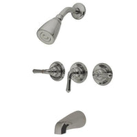 Thumbnail for Kingston Brass Magellan 3-Handle Tub and Shower Faucet with Water Savings Showerhead, Satin Nickel Tub Shower Sets Kingston Brass 