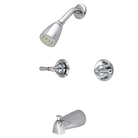 Kingston Brass Magellan 2-Handle Tub and Shower Faucet with Water Savings Showerhead, Chrome Tub Shower Sets Kingston Brass 