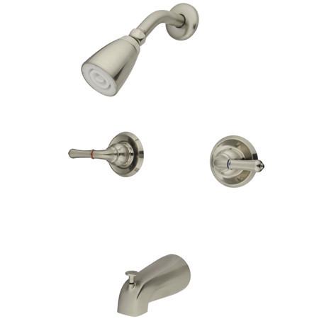Kingston Brass Magellan 2-Handle Tub and Shower Faucet with Water Savings Showerhead, Satin Nickel Tub Shower Sets Kingston Brass 