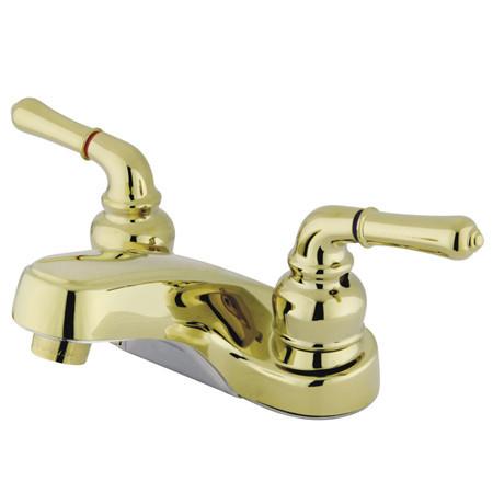 Kingston Brass GKB252LP Water Saving Magellan Centerset Lavatory Faucet with Lever Handles and Grip Drain, Polished Brass Bathroom Faucet Kingston Brass 